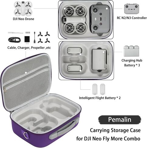 Neo Case, Portable Hard Storage Neo Travel Shoulder Bag for DJI Neo Fly More Combo Drone and Accessories (Grey) in Saudi Arabia