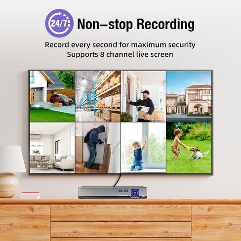 TOWODE 4CH Security Camera System 1080P 4-Channel Hybrid 5-in-1 DVR Security Video Recorder with 1TB Hard Drive 5MP Surveillance Security System with Human Detection, Remote Access 24/7 Recording in Saudi Arabia