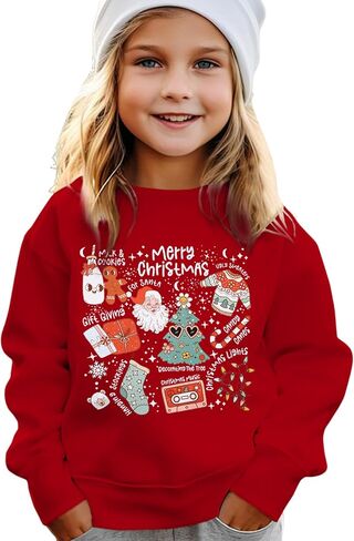 Christmas Sweatshirt for Toddler Baby Girls Merry Xmas Shirt Cute Doodle Graphic Crewneck Pullover Top 1-5 Years in Kuwait