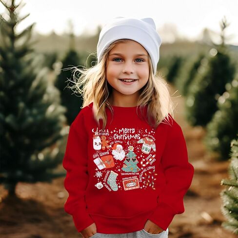 Christmas Sweatshirt for Toddler Baby Girls Merry Xmas Shirt Cute Doodle Graphic Crewneck Pullover Top 1-5 Years in Kuwait