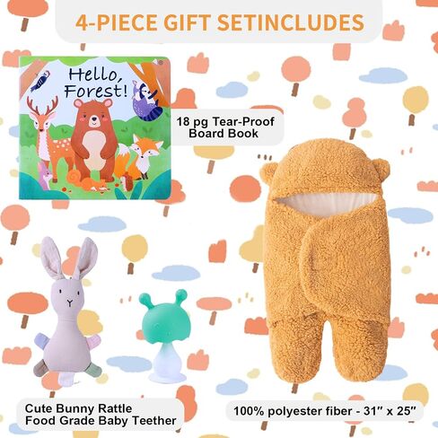 Woodland Baby Stuff Theme Animal Non Slip Baby Socks With Grips Gift Set for 0-12 Months Boy and Girl Shower Gift Newborn in Saudi Arabia