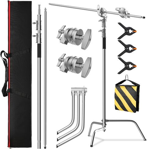 C Stand with Boom Arm 10.8ft Photography Light Stand with 4.2ft Boom Arm, Stainless Steel C-Stand System with Grip Heads and Sandbag for Studio Lighting in Saudi Arabia