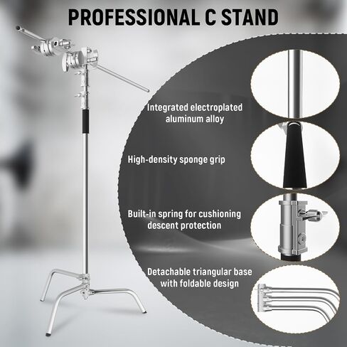 C Stand with Boom Arm 10.8ft Photography Light Stand with 4.2ft Boom Arm, Stainless Steel C-Stand System with Grip Heads and Sandbag for Studio Lighting in Saudi Arabia