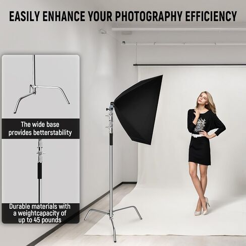 C Stand with Boom Arm 10.8ft Photography Light Stand with 4.2ft Boom Arm, Stainless Steel C-Stand System with Grip Heads and Sandbag for Studio Lighting in Saudi Arabia