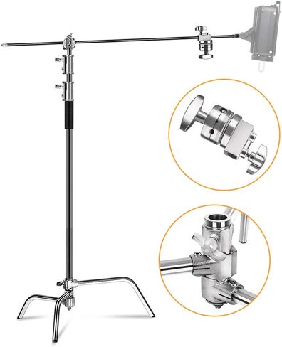 C Stand with Boom Arm 10.8ft Photography Light Stand with 4.2ft Boom Arm, Stainless Steel C-Stand System with Grip Heads and Sandbag for Studio Lighting in Saudi Arabia