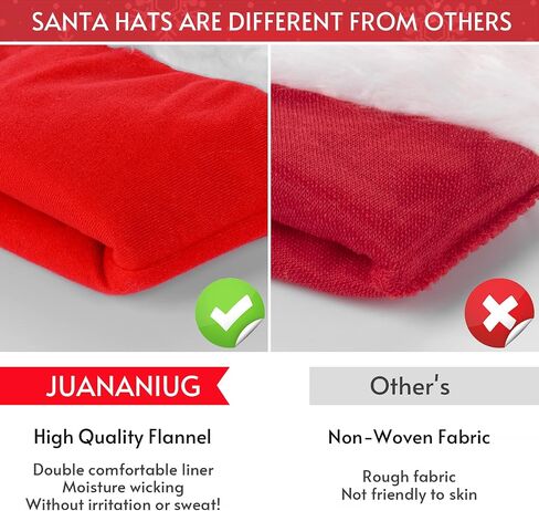 JUANANIUG Santa Hat For Kids, Christmas Hat, Toddler Velvet Classic Fur for Boy Girl New Year Festive Holiday Party Extra Thicken Supplies (Kid-1pack-Red) in Kuwait