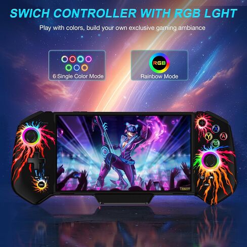 وحدات تحكم التبديل لنينتندو سويتش/OLED، استبدال لوحة تحكم Joypad للوضع المحمول - USB-C التوصيل والتشغيل وحدة تحكم Switch Pro، مفتاح Joypad قطعة واحدة مع عصا التحكم في القاعة/RGB/4 فتحات ألعاب/محرك مزدوج in Saudi Arabia
