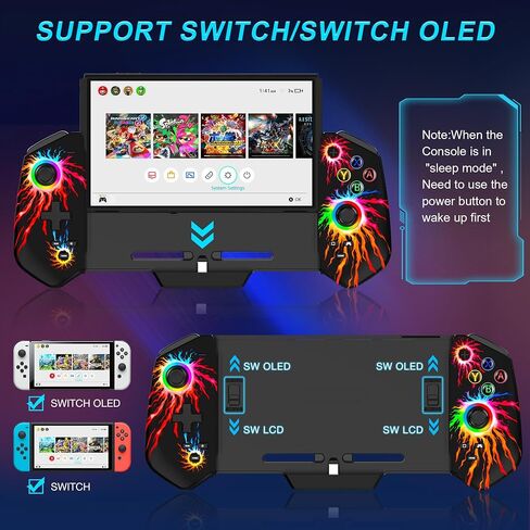 وحدات تحكم التبديل لنينتندو سويتش/OLED، استبدال لوحة تحكم Joypad للوضع المحمول - USB-C التوصيل والتشغيل وحدة تحكم Switch Pro، مفتاح Joypad قطعة واحدة مع عصا التحكم في القاعة/RGB/4 فتحات ألعاب/محرك مزدوج in Saudi Arabia