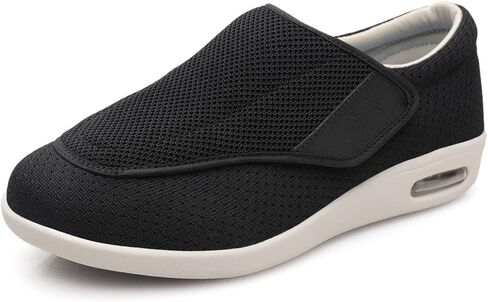 أحذية نسائية لمرضى السكري أحذية مشي كاجوال قابلة للتعديل أحذية واسعة لكبار السن منتفخة الأقدام غير قابلة للانزلاق وسادة هوائية سفلية للتسمين والاتساع أسود 6.5 in Kuwait