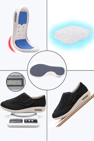 أحذية نسائية لمرضى السكري أحذية مشي كاجوال قابلة للتعديل أحذية واسعة لكبار السن منتفخة الأقدام غير قابلة للانزلاق وسادة هوائية سفلية للتسمين والاتساع أسود 6.5 in Kuwait