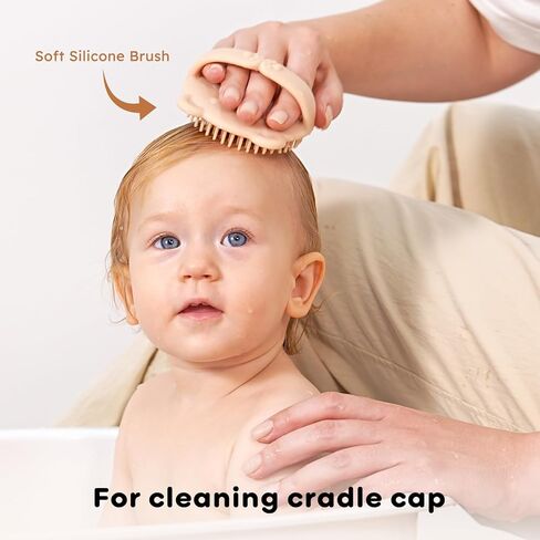 مجموعة مشط وفرشاة شعر الأطفال من يوفوس، مكونة من 4 قطع لحديثي الولادة والأطفال الصغار، فرشاة شعر خشبية للأطفال مع شعر ماعز طبيعي فائق النعومة، مجموعة مشط للأطفال للأولاد والبنات، فرشاة غطاء المهد للأطفال الرضع in Kuwait