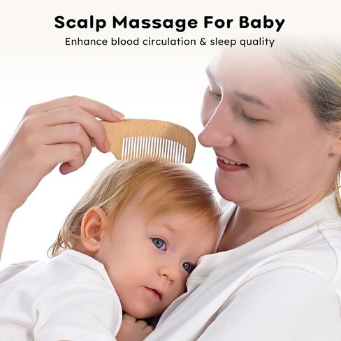 مجموعة مشط وفرشاة شعر الأطفال من يوفوس، مكونة من 4 قطع لحديثي الولادة والأطفال الصغار، فرشاة شعر خشبية للأطفال مع شعر ماعز طبيعي فائق النعومة، مجموعة مشط للأطفال للأولاد والبنات، فرشاة غطاء المهد للأطفال الرضع in Kuwait