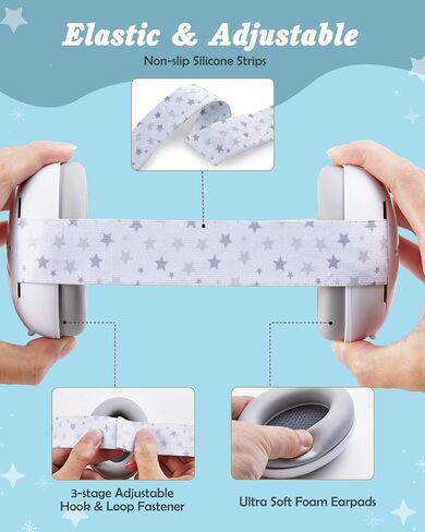 Lictin 2-in-1 Baby Earmuffs Noise Protection, Infant Noise Cancelling Headphones, Star Noise Reduction Earmuffs for Babies in Kuwait