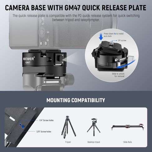 NEEWER 9 بوصات من سبائك الألومنيوم لكاميرا الهاتف DSLR، متوافق مع iOS Android، موجه الهاتف المحمول سريع الإعداد مع التحكم عن بعد/التطبيق، حامل كاميرا QR للتدريس المباشر عبر الإنترنت، X9M in Saudi Arabia