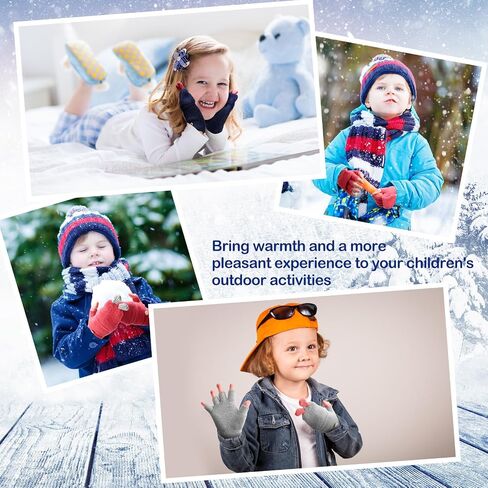 3 Pairs Kids Fingerless Gloves Winter Mittens Convertible Flip Top Warm Gloves for 7-12 Toddler in Kuwait