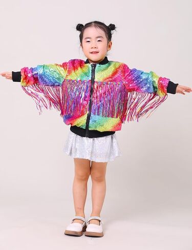 سترات للفتيات من Tessel مطرزة بالترتر للأطفال والأولاد وسترة بقلنسوة بسحاب معطف لامع ملابس خارجية لأعياد الميلاد in Kuwait