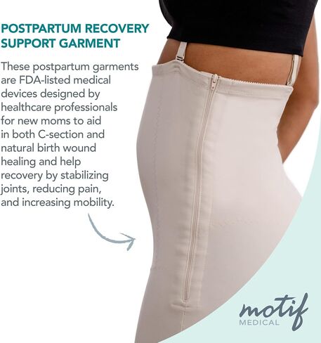 Motif Medical Postpartum Recovery Girdle - C-Section & Natural Birth Support - Lightweight, Breathable - Nude - Large - FDA Listed in Saudi Arabia