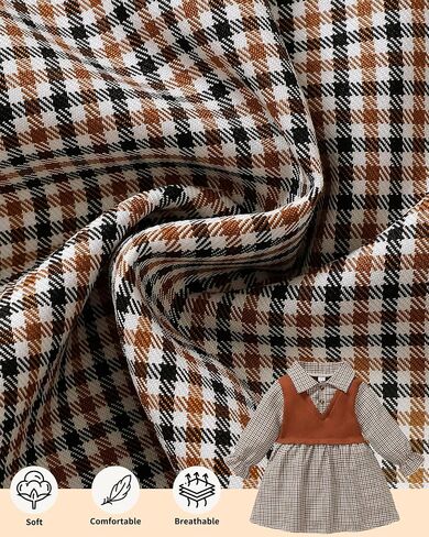 Toddler Baby Girl Dress Fall Winter Clothes 2 in 1 Infant Outfit Long Sleeve Button Down Toddler Dress for Girls in Saudi Arabia