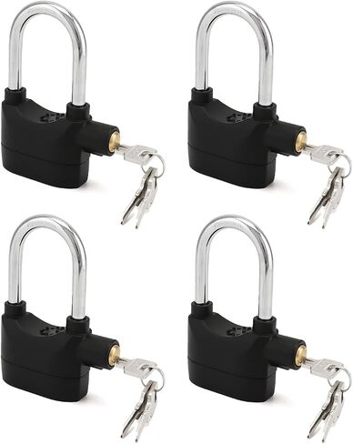 QWORK Alarm Lock, 110 dB Anti-Theft Security Padlock, 2 Pack Door Motorcycle Bicycle Padlock, Universal Security Siren Alarm Lock with 3 Keys (Black) in Kuwait