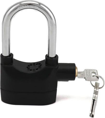 QWORK Alarm Lock, 110 dB Anti-Theft Security Padlock, 2 Pack Door Motorcycle Bicycle Padlock, Universal Security Siren Alarm Lock with 3 Keys (Black) in Kuwait