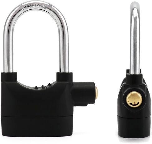 QWORK Alarm Lock, 110 dB Anti-Theft Security Padlock, 2 Pack Door Motorcycle Bicycle Padlock, Universal Security Siren Alarm Lock with 3 Keys (Black) in Kuwait