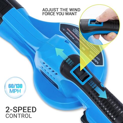 20V Cordless Leaf Blower with Battery and Charger, Leaf Blower Battery Operated, Rechargeable Electric Handheld Leaf Blowers Variable Speed with 2 Tubes for Patio, Leaves Blowing-Blue in Saudi Arabia