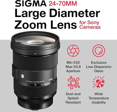 Sigma 24-70 DG DN II Art Lens (Sony E) Bundle. Travel Case, Lens Caps,2X 64GB Memory Card, Lens Hood and Strap in Saudi Arabia
