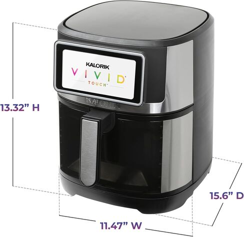 مقلاة هوائية كالوريك VIVID TOUCH سعة 5 كوارت مع شاشة لمس عالية الدقة، من الفولاذ المقاوم للصدأ in Saudi Arabia