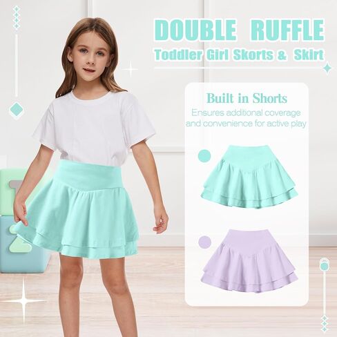 Neutocd Toddler Baby Girls Skirts Skorts Layered Ruffle Flared Plain Pleated Skirts for Girls Kids Casual Waist Skater Skirt in Saudi Arabia