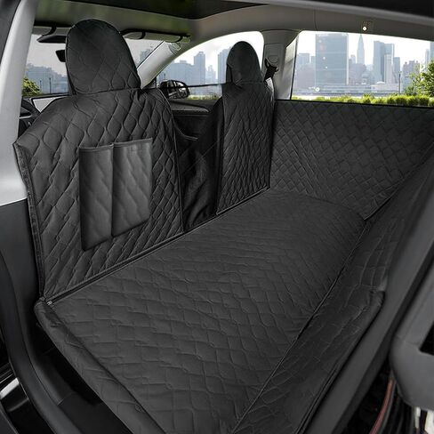 RUIANTE متوافق مع غطاء مقعد السيارة للكلاب، غطاء المقعد الخلفي للحيوانات الأليفة للكلاب، أرجوحة المقعد الخلفي، غطاء الكلب مع اللوحات الجانبية للتخزين، جيب بسحاب، شبكة لتويوتا هايلاندر 2021-2024 (أسود) in Kuwait