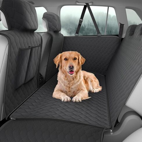 RUIANTE متوافق مع غطاء مقعد السيارة للكلاب، غطاء المقعد الخلفي للحيوانات الأليفة للكلاب، أرجوحة المقعد الخلفي، غطاء الكلب مع اللوحات الجانبية للتخزين، جيب بسحاب، شبكة لتويوتا هايلاندر 2021-2024 (أسود) in Kuwait