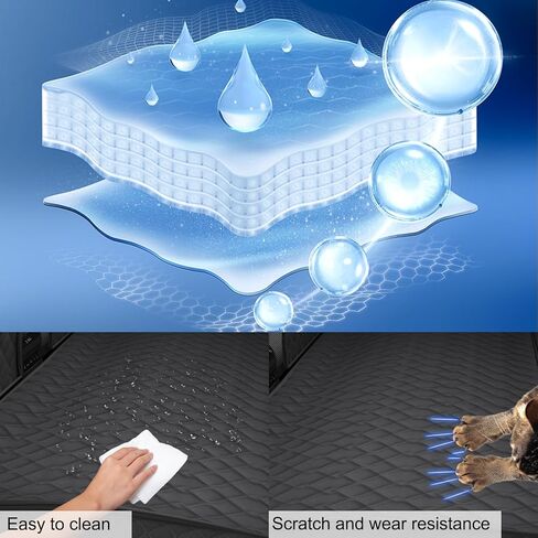 RUIANTE متوافق مع غطاء مقعد السيارة للكلاب، غطاء المقعد الخلفي للحيوانات الأليفة للكلاب، أرجوحة المقعد الخلفي، غطاء الكلب مع اللوحات الجانبية للتخزين، جيب بسحاب، شبكة لتويوتا هايلاندر 2021-2024 (أسود) in Kuwait