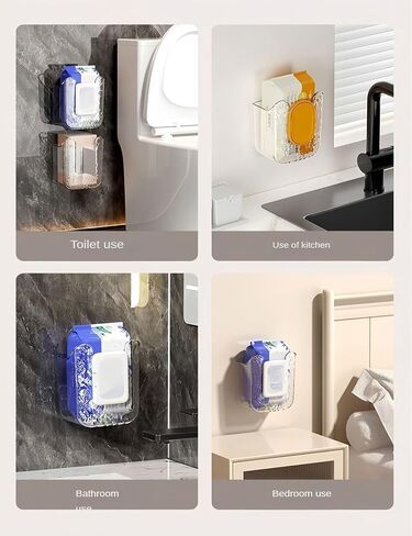2 Pcs Bathroom Toilet Wall-Mounted Wet Wipes Dispenser Kitchen Wipes Wall Mount Storage Box (Light Gray) in Saudi Arabia
