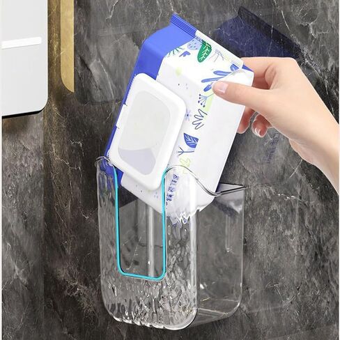 2 Pcs Bathroom Toilet Wall-Mounted Wet Wipes Dispenser Kitchen Wipes Wall Mount Storage Box (Light Gray) in Saudi Arabia