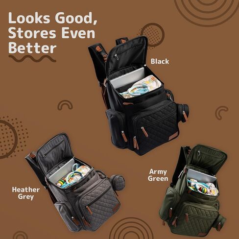 Large Baby Backpack Diaper Bag – Modern Baby Diaper Bag with 15 Pockets to Store New Born Baby Essentials Must Haves (Army Green) in Saudi Arabia