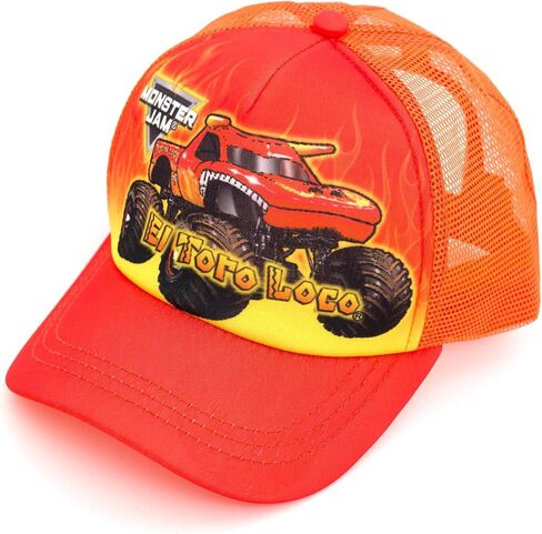 Monster Jam Grave Digger El Toro Loco Megalodon One Size Mesh Adjustable Snapback Baseball Cap Black OS Youth in Saudi Arabia