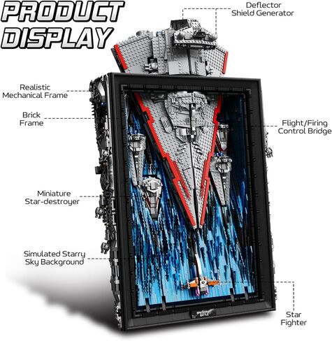 لوحة فنية جدارية ثلاثية الأبعاد من إمبريال ستار ديستروير، مجموعة بناء كبيرة مكونة من 5964 قطعة، ديكور منزلي مذهل لغرفة المعيشة، هدية مثالية لعشاق المجرة والأطفال والكبار وهواة الجمع in Kuwait