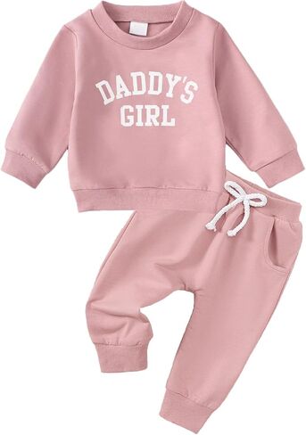 Yvowming Toddler Baby Boy Girl Clothes Long Sleeve Sweatshirt Pullover Tops + Joggers Pants Outfit Set in Saudi Arabia