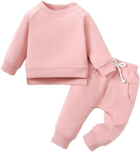 Yvowming Toddler Baby Boy Girl Clothes Long Sleeve Sweatshirt Pullover Tops + Joggers Pants Outfit Set in Saudi Arabia