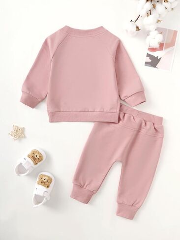 Yvowming Toddler Baby Boy Girl Clothes Long Sleeve Sweatshirt Pullover Tops + Joggers Pants Outfit Set in Saudi Arabia