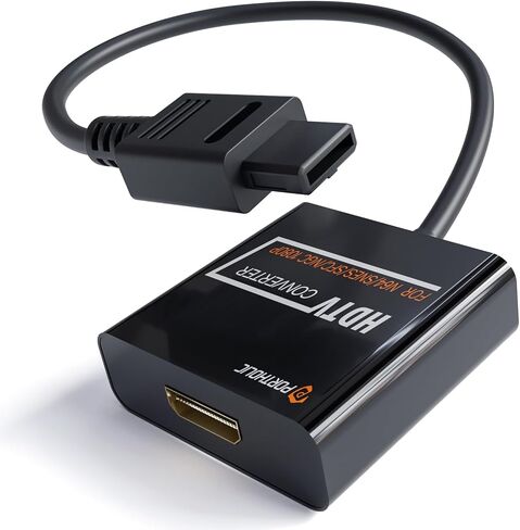 محول محول PORTHOLIC N64 إلى HDMI لجهاز عالي الدقة بالكامل، محول SNES HDMI مع دعم كابل HDMI تحويل متوافق مع N64/SNES/NGC/SFC/Gamecube (التوصيل والتشغيل باللون الأسود) in Saudi Arabia