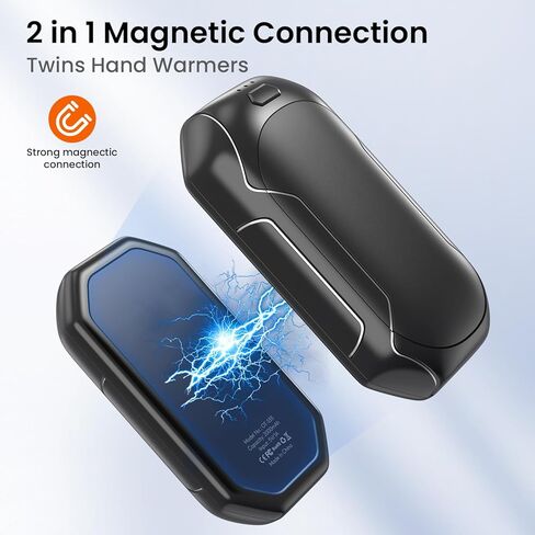 Magnetic Hand Warmer, 2-in-1 USB Electric Hand Warmer, Rechargeable 4000 mAh x 2, Pocket Warmer, Reusable, Ultra Light & Thin, 3 Levels Heating up to 131℉, Electric Portable Heater in Kuwait