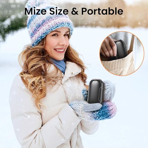 Magnetic Hand Warmer, 2-in-1 USB Electric Hand Warmer, Rechargeable 4000 mAh x 2, Pocket Warmer, Reusable, Ultra Light & Thin, 3 Levels Heating up to 131℉, Electric Portable Heater in Kuwait