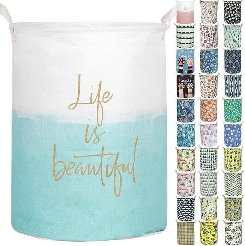 Merdes 19.7’’ Waterproof Foldable Laundry Hamper, Dirty Clothes Laundry Basket, Linen Bin Storage Organizer for Toy Collection(Life Blue) in Saudi Arabia