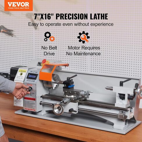 آلة مخرطة معدنية VEVOR مقاس 7 × 16 بوصة، مخرطة معدنية دقيقة بقدرة 800 وات، سرعة متغيرة باستمرار 150-2500 دورة في الدقيقة، مع ظرف معدني 3.9 بوصة ثلاثي الفك يأتي مع صندوق أدوات in Saudi Arabia
