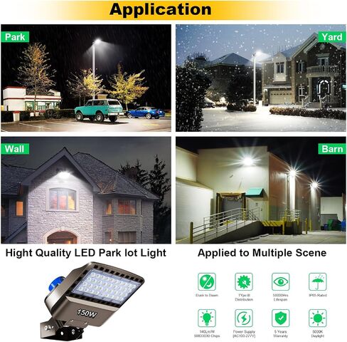 22500LM أضواء موقف السيارات LED التجارية مع مرتكز الدوران Eqv 600W مشرق جدار جبل الغسق إلى الفجر 150W LED ضوء الفيضانات في الهواء الطلق 85-277V IP65 للماء 5500K Shoebox ضوء الحظيرة للفناء in Saudi Arabia