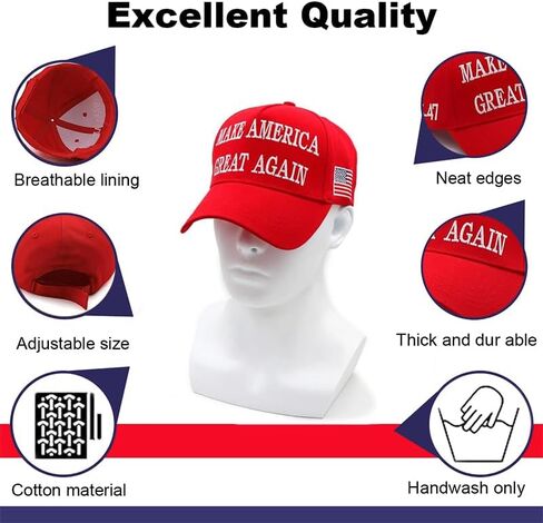 Trump 2024 Hat with Hair and Funny Trump Unisex Socks Combo, Wig Cap Embroidery Adjustable, Perfect Trump Merchandise Gift-Great for Election Day and Independence Day Red in Saudi Arabia