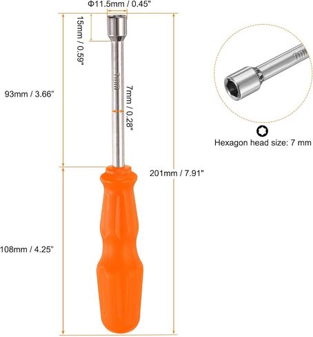 HARFINGTON 2pcs Metric Nut Driver 10mm Dia 92mm Shank 6 Point Hex Hexagon Socket Wrench Screwdriver with Non-Slip Handle for Tightening and Loosening Fasteners in Saudi Arabia