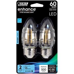 Feit Electric BPETC60/927CA/FIL BPETC60927CAFIL/2/RP مصباح LED للأداء، 3.5 بوصة ارتفاع × 1.7 بوصة عمق، خاص بالمنتج، قطعتان