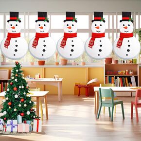 6 Pcs Christmas School Classroom Curtains 24'' x 36'' Snowman Curtains Winter Classroom Curtains Cute Snowman Xmas School Curtains for Christmas Classroom Home Window Decor